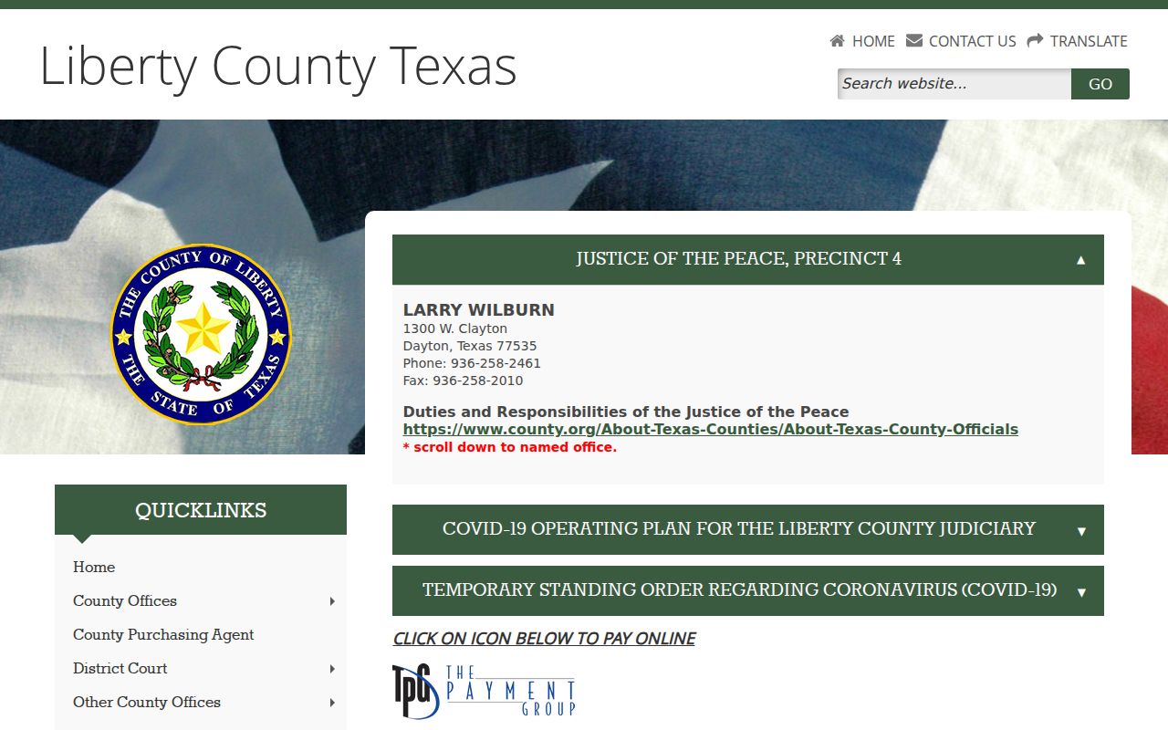 Liberty County bench warrant questions routed to JP Precinct 4 at the Dayton Annex
